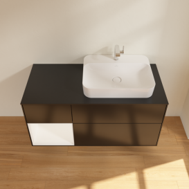 Тумба под раковину Villeroy & Boch Finion 120х50,1 см с подсветкой МДФ черный матовый лак/стекло черное матовое F392MTPD