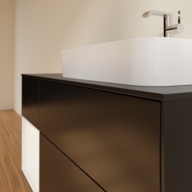 Тумба под раковину Villeroy & Boch Finion 120х50,1 см с подсветкой МДФ черный матовый лак/стекло черное матовое F392MTPD