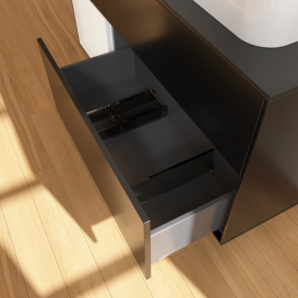 Тумба под раковину Villeroy & Boch Finion 120х50,1 см с подсветкой МДФ черный матовый лак/стекло черное матовое F392MTPD