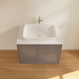 Тумба під раковину Villeroy & Boch Finion 80х50,1 см МДФ антрацит матовий лак/скло біле матове F75100GK