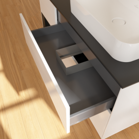 Тумба під раковину Villeroy & Boch Finion 120х50,1 см із підсвічуванням МДФ білий глянцевий лак/скло чорне матове F392PDGF