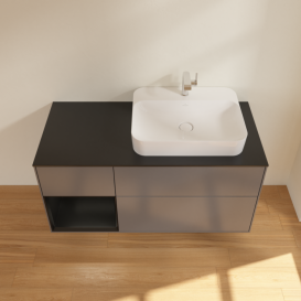 Тумба под раковину Villeroy & Boch Finion 120х50,1 см с подсветкой МДФ антрацит матовый лак/стекло черное матовое F392PDGK