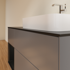 Тумба под раковину Villeroy & Boch Finion 120х50,1 см с подсветкой МДФ антрацит матовый лак/стекло черное матовое F392PDGK