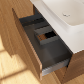 Тумба под раковину Villeroy & Boch Finion 80х50,1 см МДФ шпон грецкого ореха/стекло белое матовое F75100GN