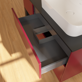 Тумба под раковину Villeroy & Boch Finion 120х50,1 см с подсветкой МДФ пион матовый лак/стекло черное матовое F392PDHB