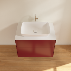 Тумба под раковину Villeroy & Boch Finion 80х50,1 см МДФ пион матовый лак/стекло белое матовое F75100HB