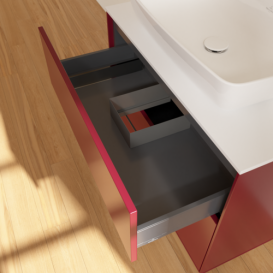 Тумба под раковину Villeroy & Boch Finion 80х50,1 см МДФ пион матовый лак/стекло белое матовое F75100HB