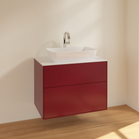 Тумба под раковину Villeroy & Boch Finion 80х50,1 см МДФ пион матовый лак/стекло белое матовое F75100HB