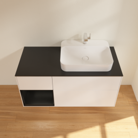 Тумба под раковину Villeroy & Boch Finion 120х50,1 см с подсветкой МДФ белый матовый лак/стекло черное матовое F392PDMT