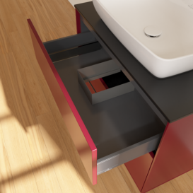 Тумба под раковину Villeroy & Boch Finion 80х50,1 см МДФ пион матовый лак/стекло черное матовое F75200HB