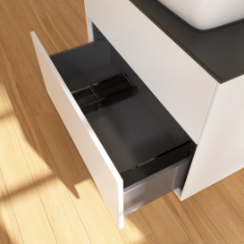 Тумба под раковину Villeroy & Boch Finion 80х50,1 см МДФ белый матовый лак/стекло черное матовое F75200MT