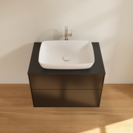 Тумба под раковину Villeroy & Boch Finion 80х50,1 см МДФ черный матовый лак/стекло черное матовое F75200PD