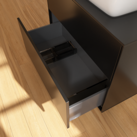 Тумба под раковину Villeroy & Boch Finion 80х50,1 см МДФ черный матовый лак/стекло черное матовое F75200PD