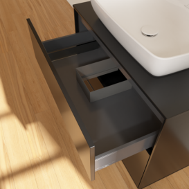 Тумба под раковину Villeroy & Boch Finion 80х50,1 см МДФ черный матовый лак/стекло черное матовое F75200PD