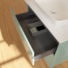 Тумба под раковину Villeroy & Boch Finion 80х50,1 см МДФ оливковый матовый лак/стекло белое матовое F75100GM