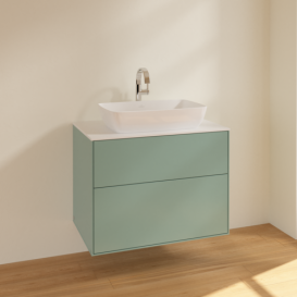 Тумба под раковину Villeroy & Boch Finion 80х50,1 см МДФ оливковый матовый лак/стекло белое матовое F75100GM