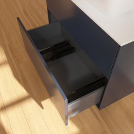 Тумба под раковину Villeroy & Boch Finion 80х50,1 см МДФ темно-синий матовый лак/стекло белое матовое F75100HG