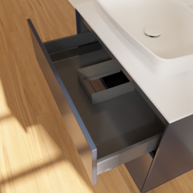 Тумба под раковину Villeroy & Boch Finion 80х50,1 см МДФ темно-синий матовый лак/стекло белое матовое F75100HG