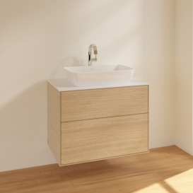 Тумба под раковину Villeroy & Boch Finion 80х50,1 см МДФ шпон дуба/стекло белое матовое F75100PC