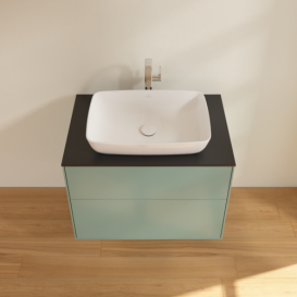 Тумба под раковину Villeroy & Boch Finion 80х50,1 см МДФ оливковый матовый лак/стекло черное матовое F75200GM