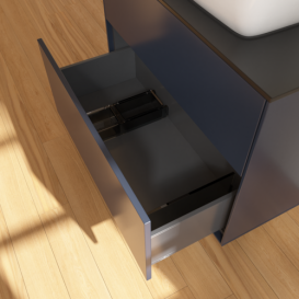 Тумба под раковину Villeroy & Boch Finion 80х50,1 см МДФ темно-синий матовый лак/стекло черное матовое F75200HG