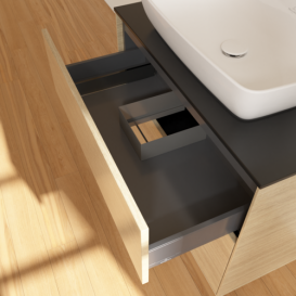 Тумба под раковину Villeroy & Boch Finion 80х50,1 см МДФ шпон дуба/стекло черное матовое F75200PC