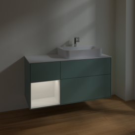 Тумба под раковину Villeroy & Boch Finion 120х50,1 см с подсветкой МДФ оливковый матовый лак/стекло белое матовое F391GFGM