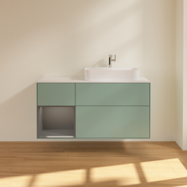 Тумба под раковину Villeroy & Boch Finion 120х50,1 см с подсветкой МДФ оливковый матовый лак/стекло белое матовое F391GKGM