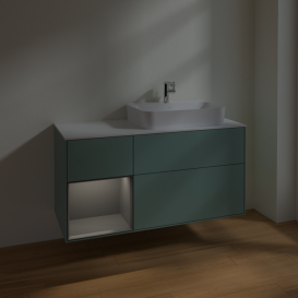 Тумба под раковину Villeroy & Boch Finion 120х50,1 см с подсветкой МДФ оливковый матовый лак/стекло белое матовое F391GKGM