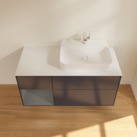 Тумба под раковину Villeroy & Boch Finion 120х50,1 см с подсветкой МДФ темно-синий матовый лак/стекло белое матовое F391GKHG