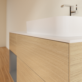 Тумба под раковину Villeroy & Boch Finion 120х50,1 см с подсветкой МДФ шпон дуба/стекло белое матовое F391GKPC