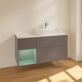 Тумба под раковину Villeroy & Boch Finion 120х50,1 см с подсветкой МДФ антрацит матовый лак/стекло белое матовое F391GMGK