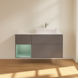Тумба под раковину Villeroy & Boch Finion 120х50,1 см с подсветкой МДФ антрацит матовый лак/стекло белое матовое F391GMGK