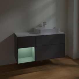 Тумба под раковину Villeroy & Boch Finion 120х50,1 см с подсветкой МДФ антрацит матовый лак/стекло белое матовое F391GMGK