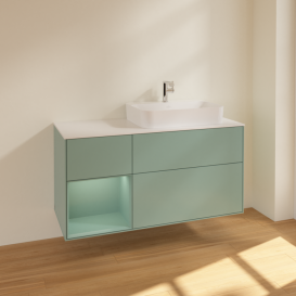 Тумба под раковину Villeroy & Boch Finion 120х50,1 см с подсветкой МДФ оливковый матовый лак/стекло белое матовое F391GMGM