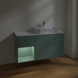 Тумба под раковину Villeroy & Boch Finion 120х50,1 см с подсветкой МДФ оливковый матовый лак/стекло белое матовое F391GMGM