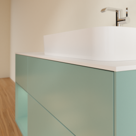 Тумба под раковину Villeroy & Boch Finion 120х50,1 см с подсветкой МДФ оливковый матовый лак/стекло белое матовое F391GMGM