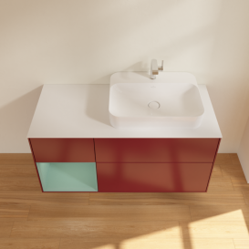 Тумба под раковину Villeroy & Boch Finion 120х50,1 см с подсветкой МДФ пион матовый лак/стекло белое матовое F391GMHB