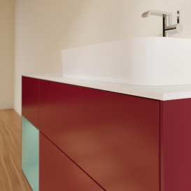 Тумба под раковину Villeroy & Boch Finion 120х50,1 см с подсветкой МДФ пион матовый лак/стекло белое матовое F391GMHB