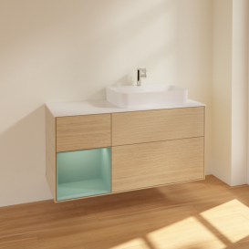 Тумба под раковину Villeroy & Boch Finion 120х50,1 см с подсветкой МДФ шпон дуба/стекло белое матовое F391GMPC