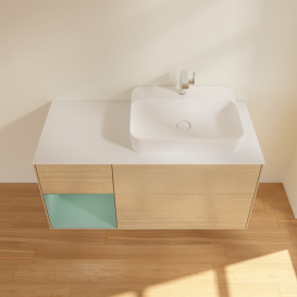 Тумба под раковину Villeroy & Boch Finion 120х50,1 см с подсветкой МДФ шпон дуба/стекло белое матовое F391GMPC