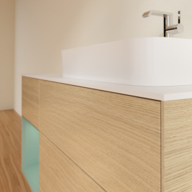 Тумба под раковину Villeroy & Boch Finion 120х50,1 см с подсветкой МДФ шпон дуба/стекло белое матовое F391GMPC