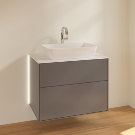 Тумба под раковину Villeroy & Boch Finion 80х50,1 см с подсветкой МДФ антрацит матовый лак/стекло белое матовое G75100GK