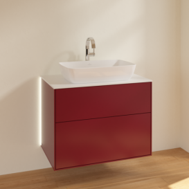 Тумба під раковину Villeroy & Boch Finion 80х50,1 см з підсвічуванням МДФ півонія матовий лак/скло біле матове G75100HB