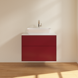 Тумба під раковину Villeroy & Boch Finion 80х50,1 см з підсвічуванням МДФ півонія матовий лак/скло біле матове G75100HB