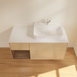 Тумба под раковину Villeroy & Boch Finion 120х50,1 см с подсветкой МДФ шпон дуба/стекло белое матовое F391GNPC