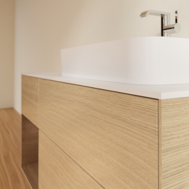 Тумба под раковину Villeroy & Boch Finion 120х50,1 см с подсветкой МДФ шпон дуба/стекло белое матовое F391GNPC