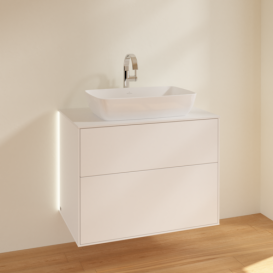 Тумба под раковину Villeroy & Boch Finion 80х50,1 см с подсветкой МДФ белый матовый лак/стекло белое матовое G75100MT