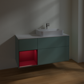 Тумба под раковину Villeroy & Boch Finion 120х50,1 см с подсветкой МДФ оливковый матовый лак/стекло белое матовое F391HBGM