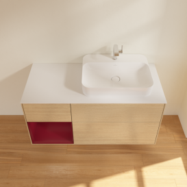 Тумба под раковину Villeroy & Boch Finion 120х50,1 см с подсветкой МДФ шпон дуба/стекло белое матовое F391HBPC